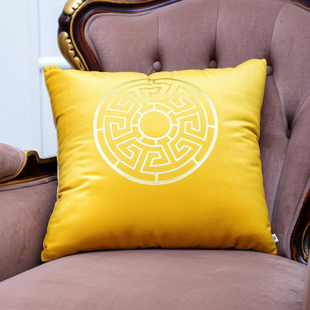 Fancy Foil Printed Velvet Cushion Cover 16x16 Inches Size