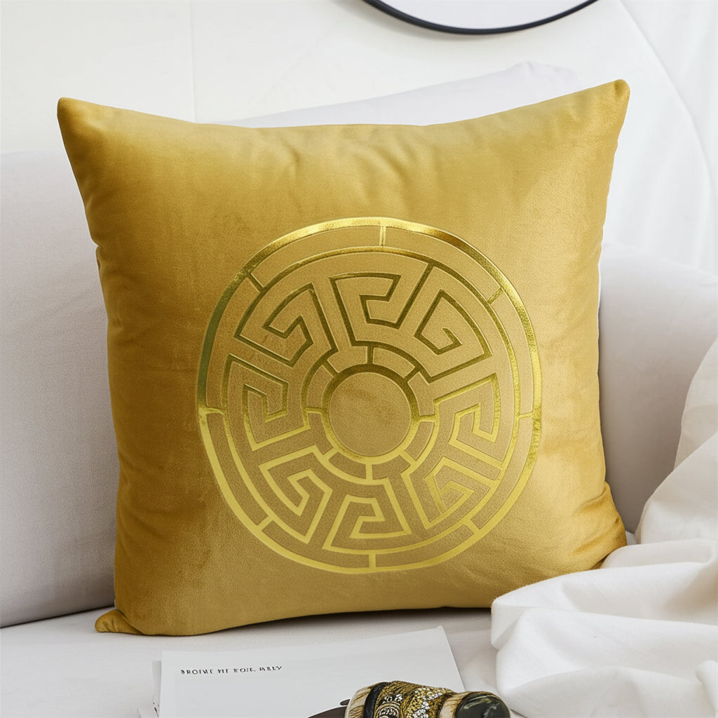 Fancy Foil Printed Velvet Cushion Cover 16x16 Inches Size