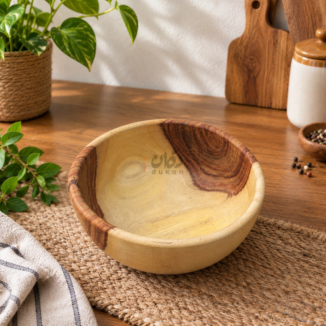 Natural Wooden Serving Bowls for Salad, Snacks & Dry Fruits