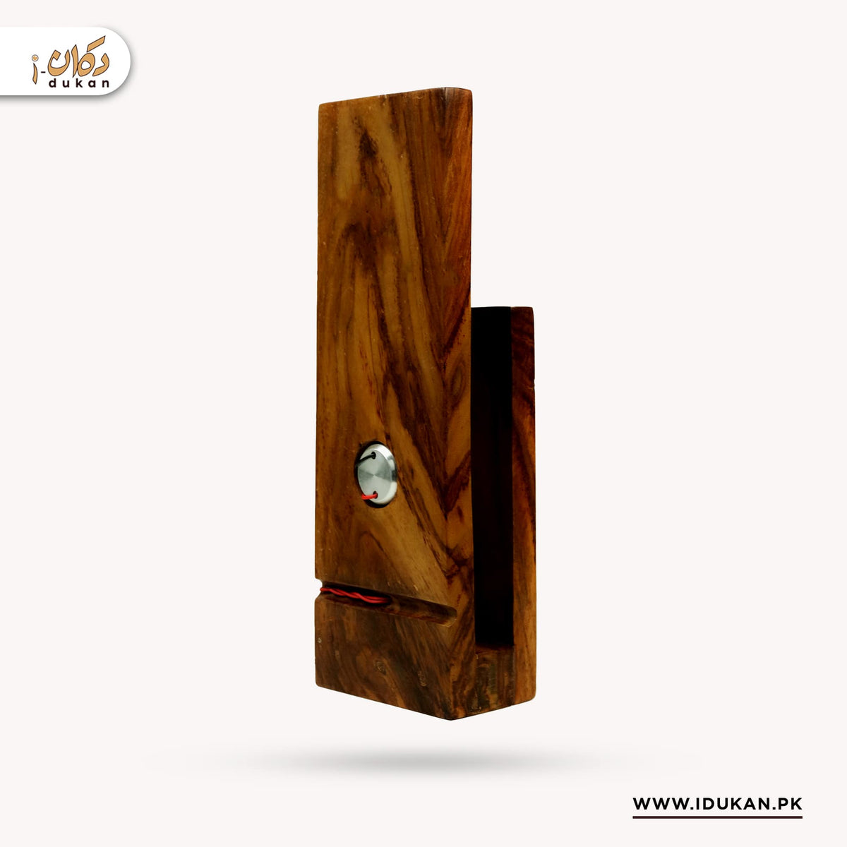 Wooden LED wall lamp front view