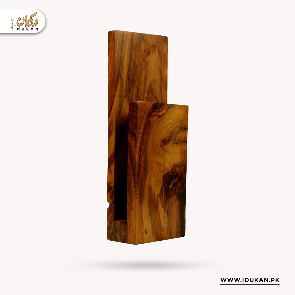 Handmade wooden wall lamp for home decor side view