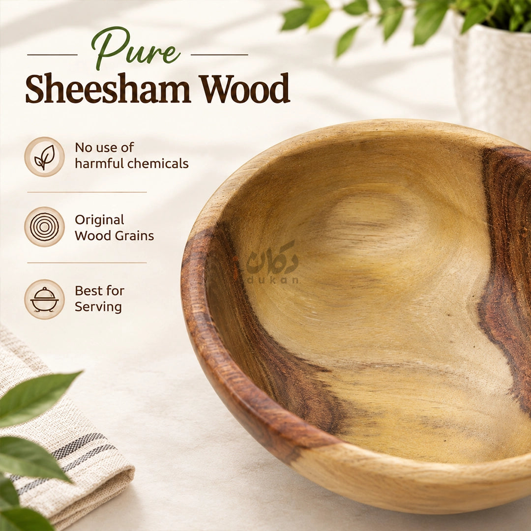 Natural Wooden Serving Bowls for Salad, Snacks & Dry Fruits