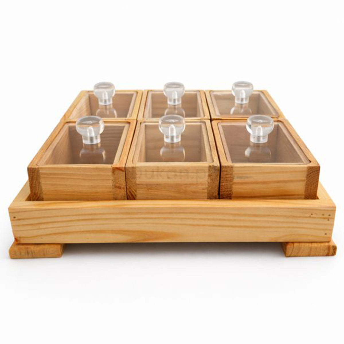 6 piece wooden storage box set with acrylic lids