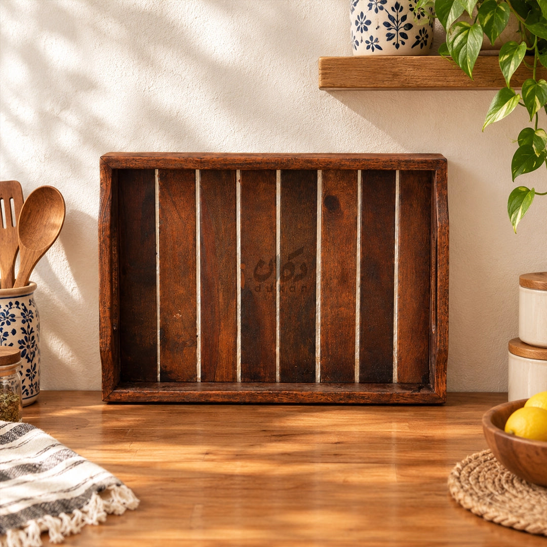Handmade Sheesham Wood Serving Tray Set of 3 with Handles