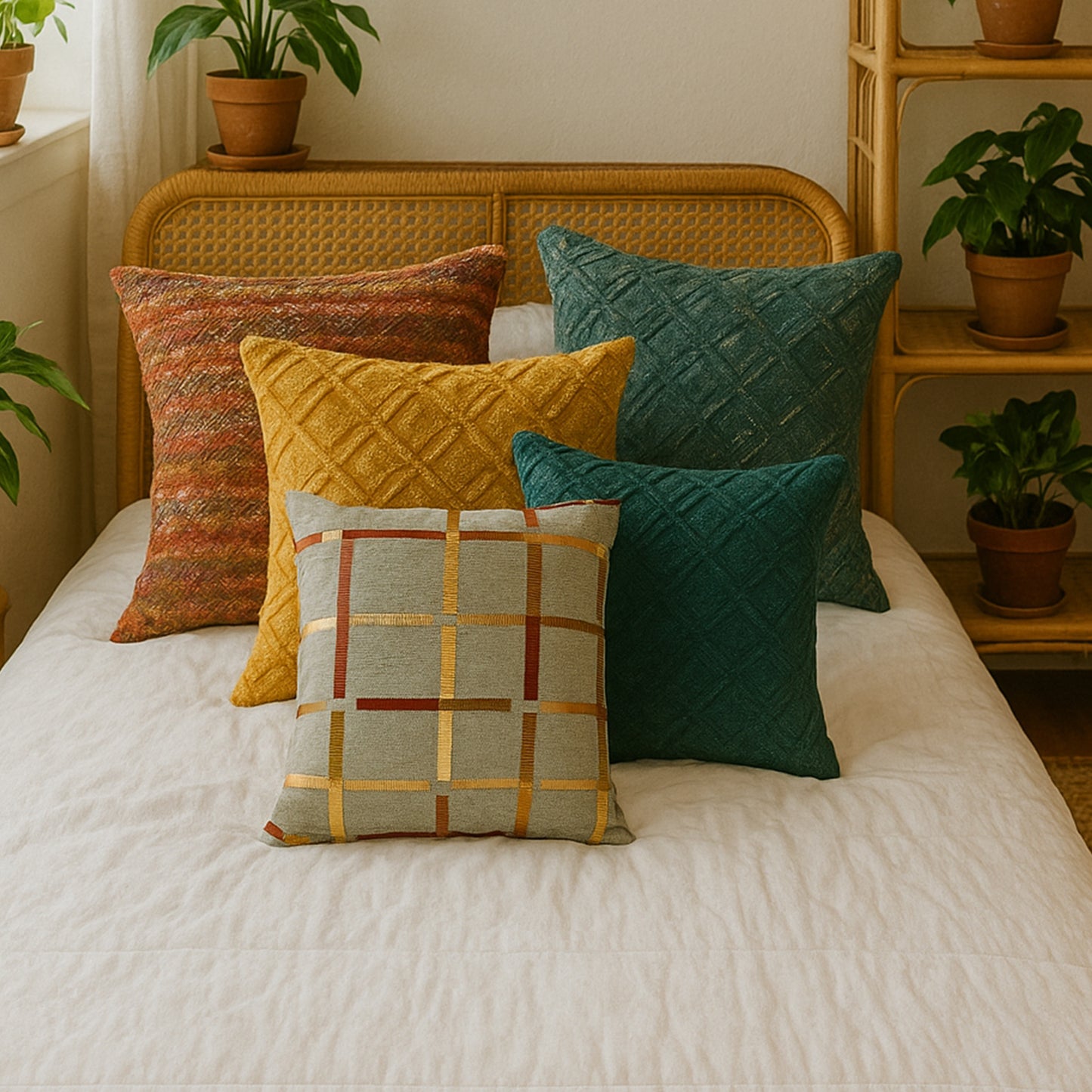 Fancy Foil Printed Velvet Cushion Cover 16x16 Inches Size