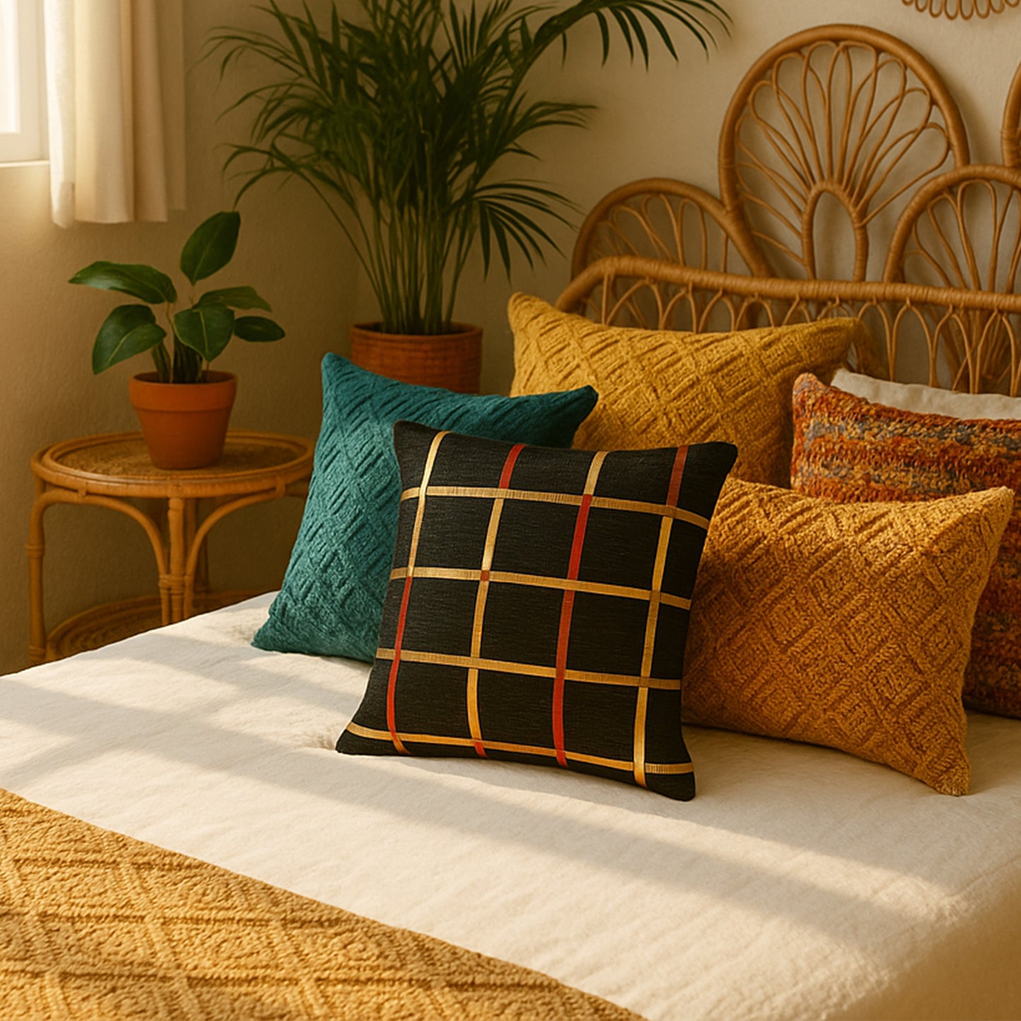 Fancy Foil Printed Velvet Cushion Cover 16x16 Inches Size