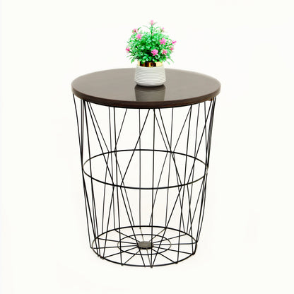 Nesting Basket Side Table for Home Decor with Storage Space and Removeable Top