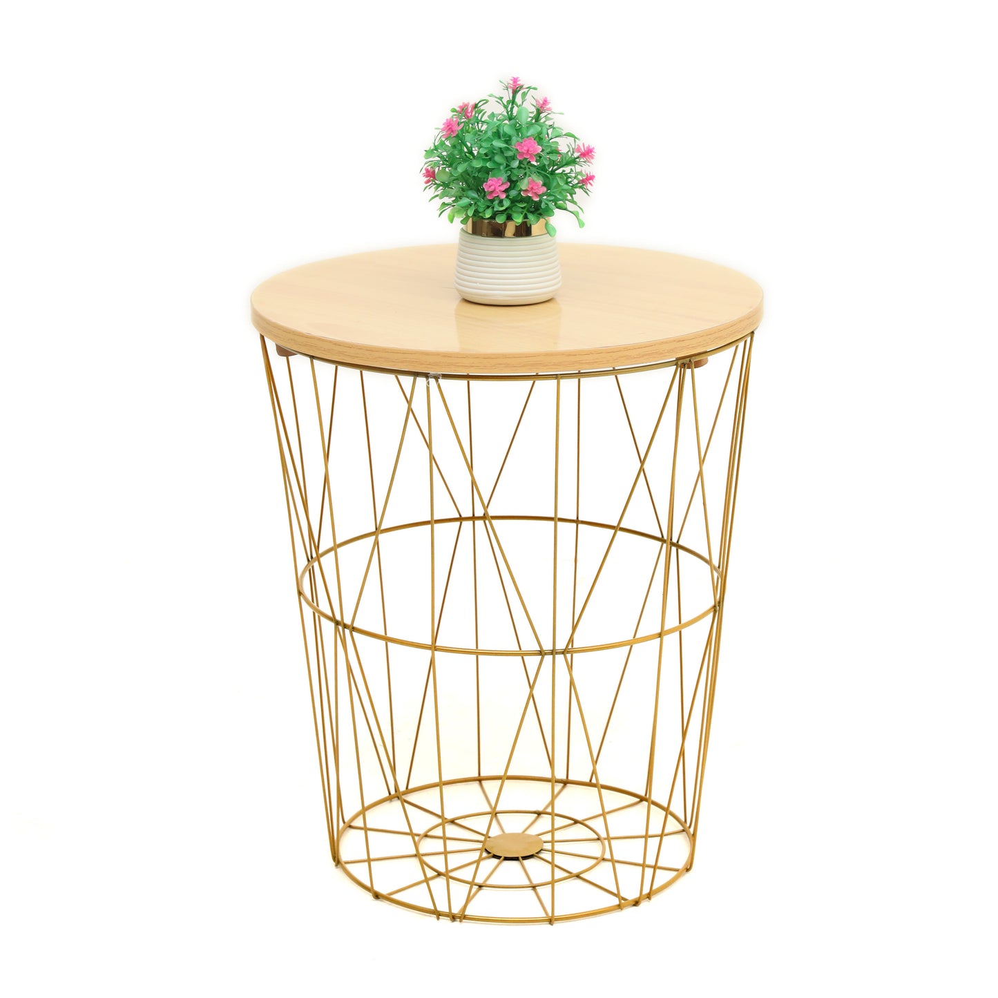 Nesting Basket Side Table for Home Decor with Storage Space and Removeable Top