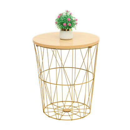 Nesting Basket Side Table for Home Decor with Storage Space and Removeable Top