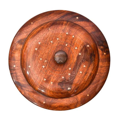 Handcrafted Brass Work Wooden Hotpot for Roti