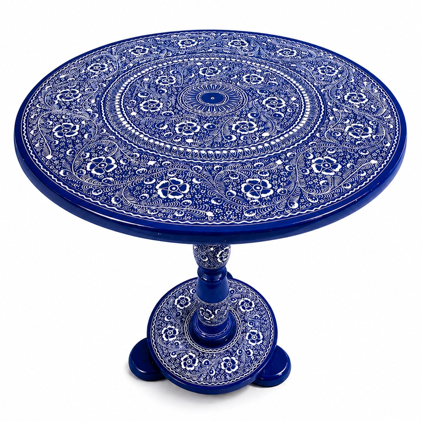 Naqashi Art Hand Painted Wood MDF Round Coffee Table 16" & 18" Diameter
