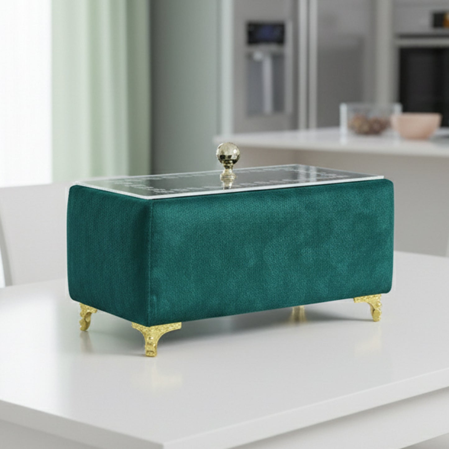 Turkish Velvet Bread Box with Acrylic Top Lid