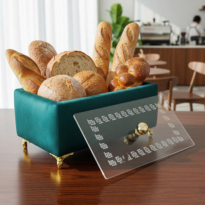 Turkish Velvet Bread Box with Acrylic Top Lid