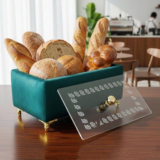 Turkish Velvet Bread Box with Acrylic Top Lid