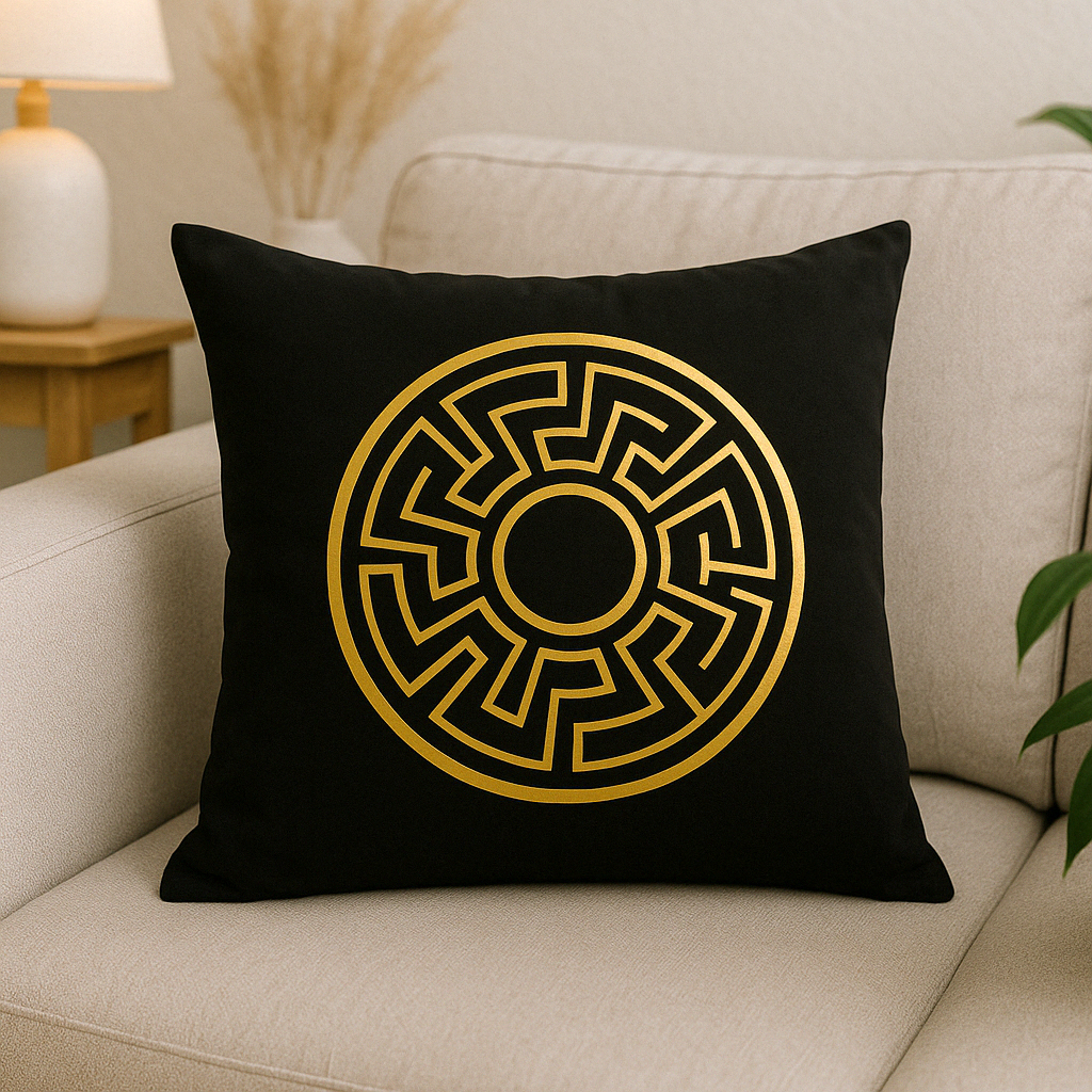 Fancy Foil Printed Velvet Cushion Cover 16x16 Inches Size