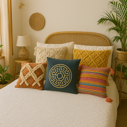 Fancy Foil Printed Velvet Cushion Cover 16x16 Inches Size