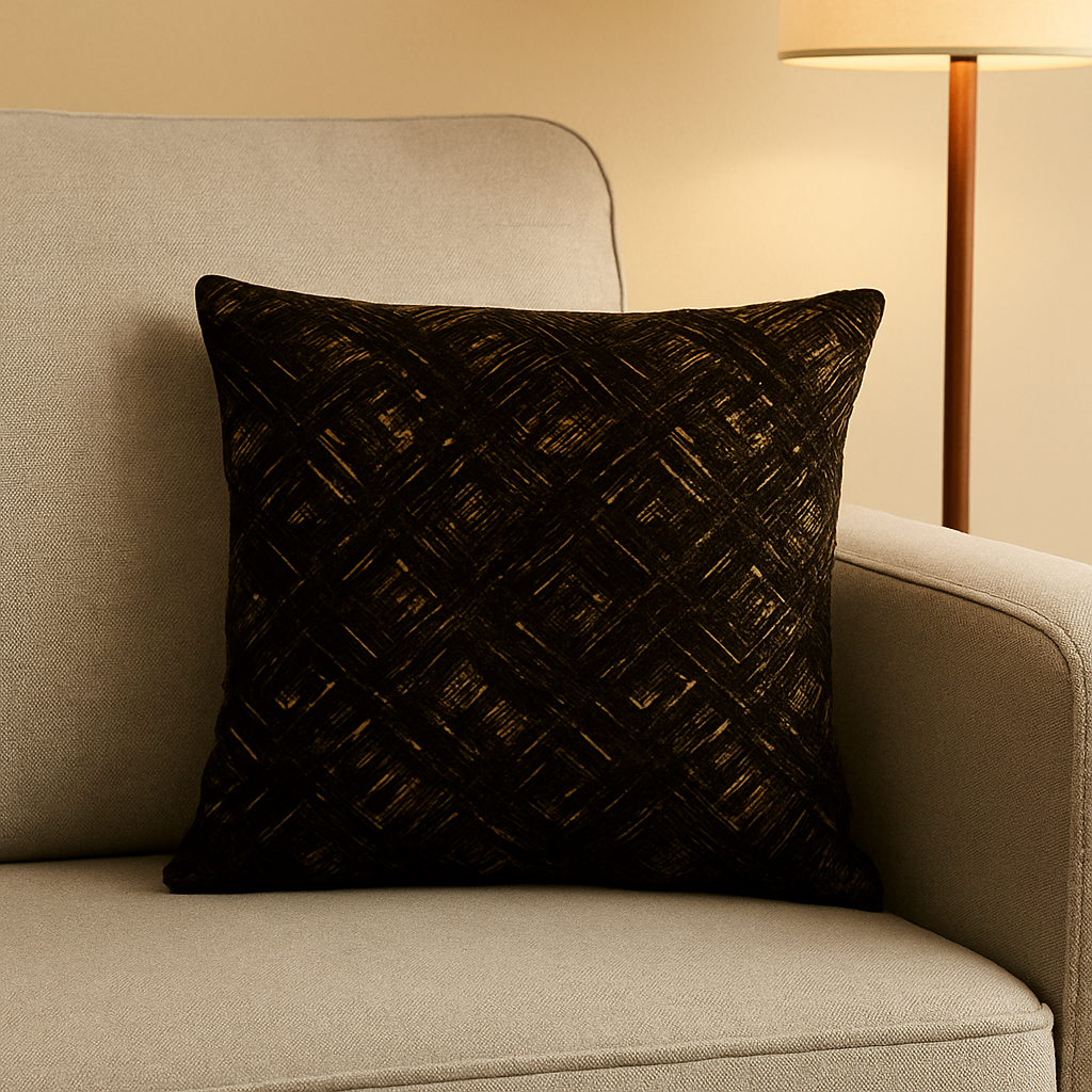 Fancy Foil Printed Velvet Cushion Cover 16x16 Inches Size