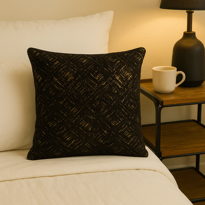 Fancy Foil Printed Velvet Cushion Cover 16x16 Inches Size