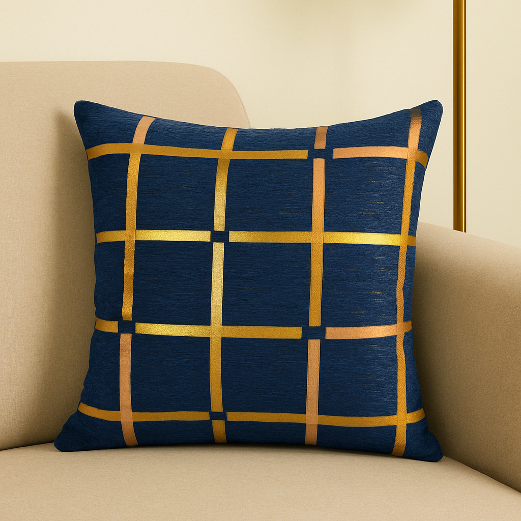Fancy Foil Printed Velvet Cushion Cover 16x16 Inches Size