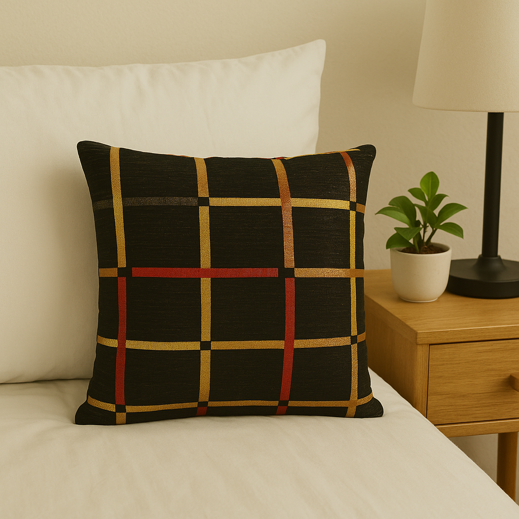 Fancy Foil Printed Velvet Cushion Cover 16x16 Inches Size