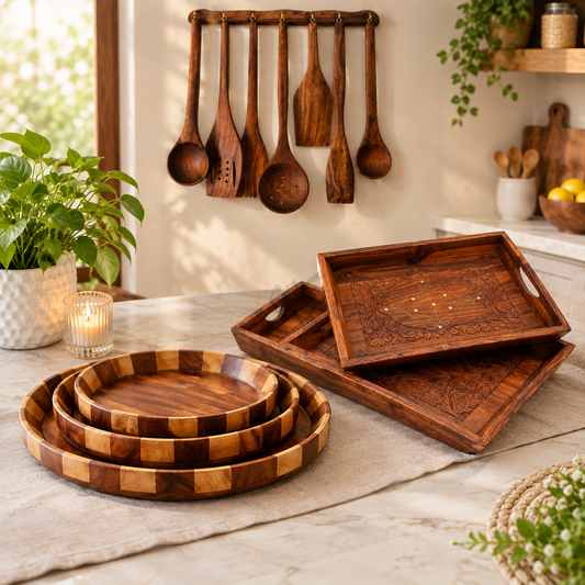 Premium Handcrafted Pure Wood Kitchen Items Deal