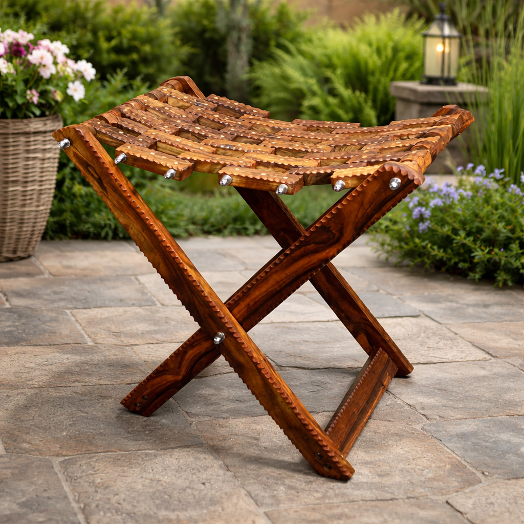 Handmade Wooden Folding Chair for Home Decor