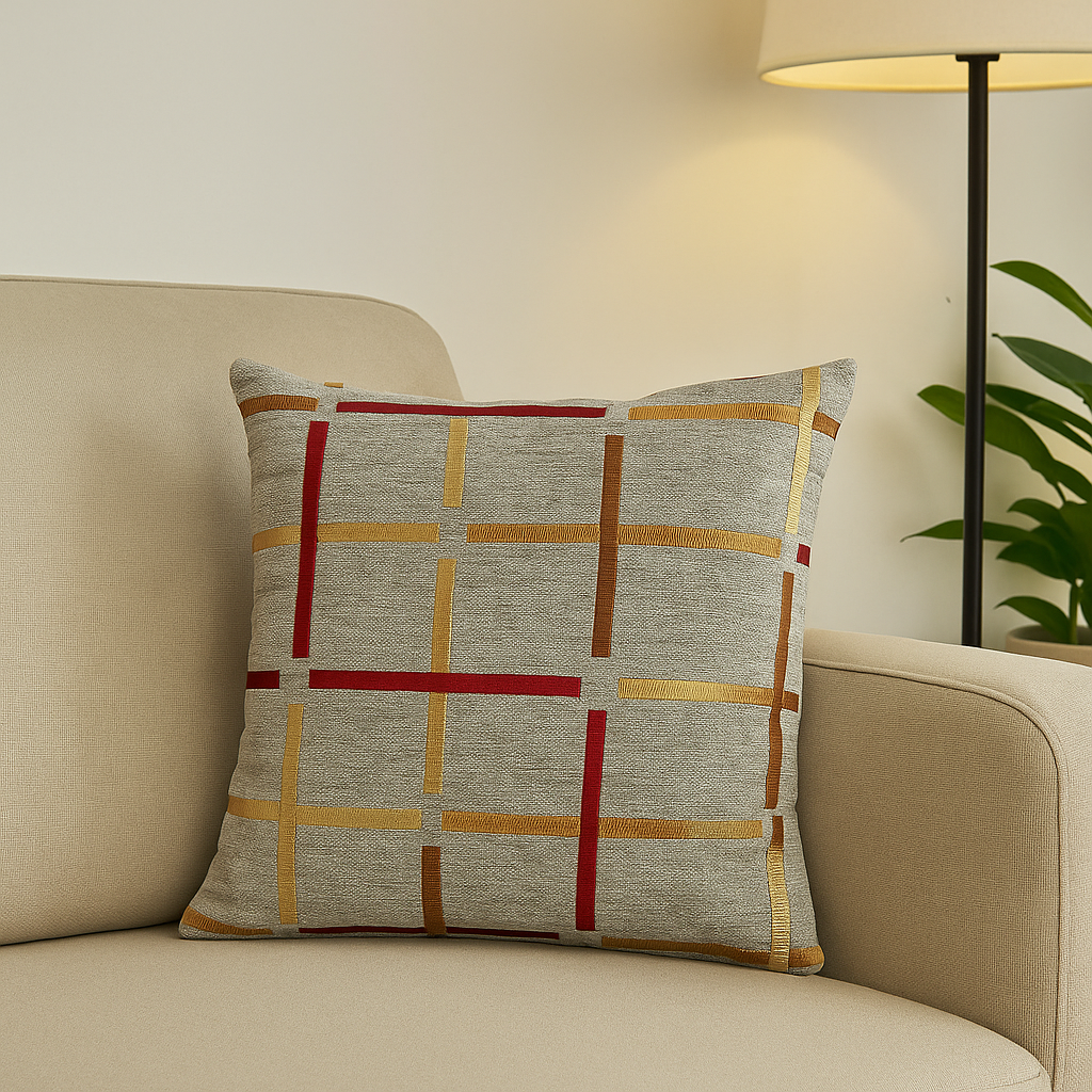 Fancy Foil Printed Velvet Cushion Cover 16x16 Inches Size