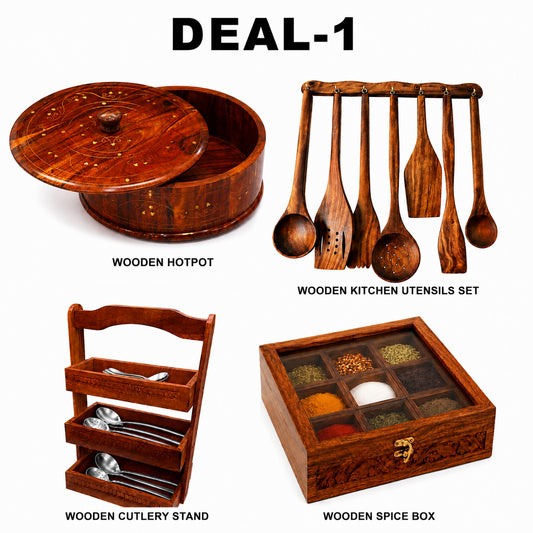 4-Piece Handcrafted Sheesham Wood Kitchen Set