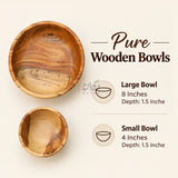 Pure Wooden Bowls Set of 7 Pieces – Natural Wooden Serving Bowls
