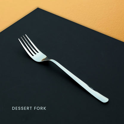 Premium Cutlery Set for Single Person Serving - Silver Color - Dessert Spoon, Fork, Knife & Tea Spoon