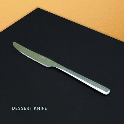 Premium Cutlery Set for Single Person Serving - Silver Color - Dessert Spoon, Fork, Knife & Tea Spoon