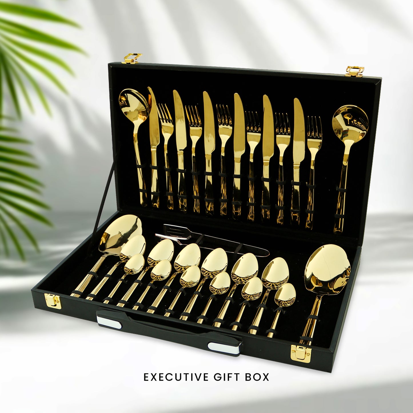 6 Person Premium Cutlery Set - Golden Color - 28 Pieces