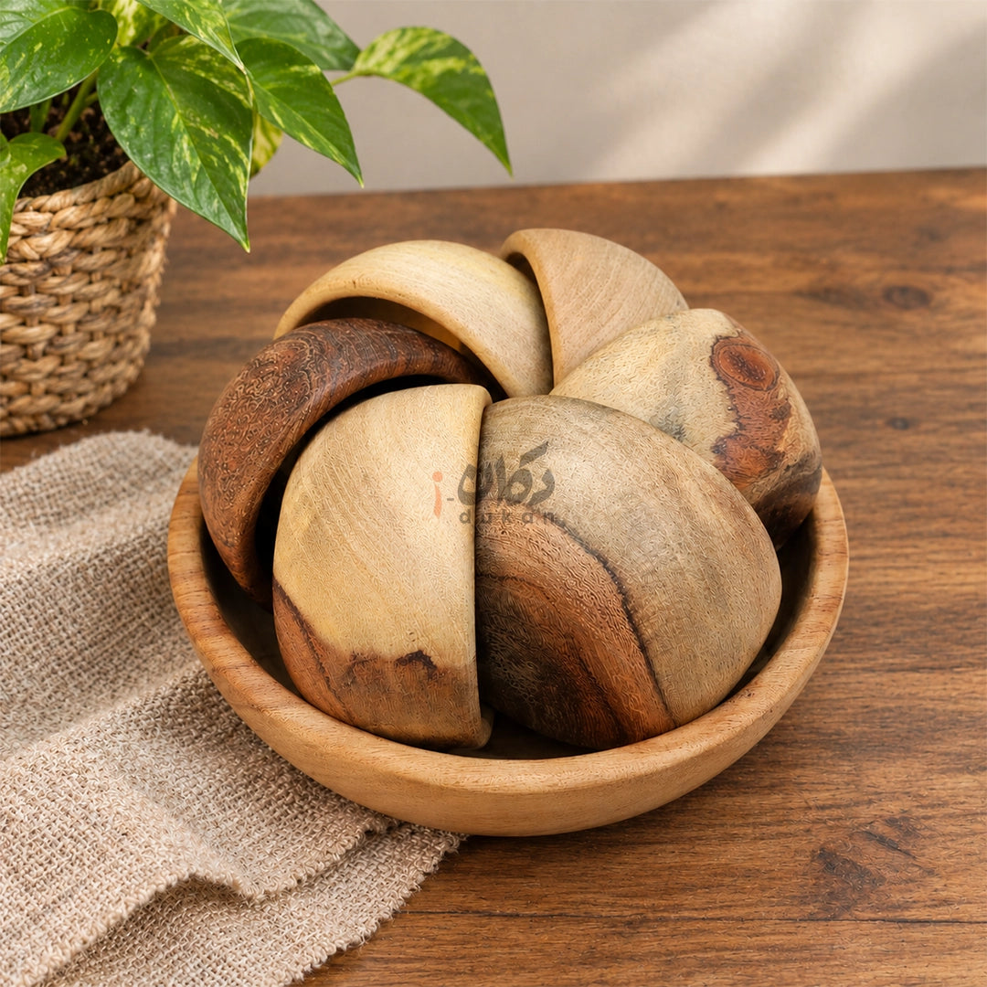 Pure Wooden Bowls Set of 7 Pieces – Natural Wooden Serving Bowls