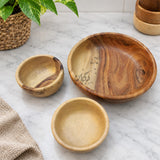 Pure Wooden Bowls Set of 7 Pieces – Natural Wooden Serving Bowls
