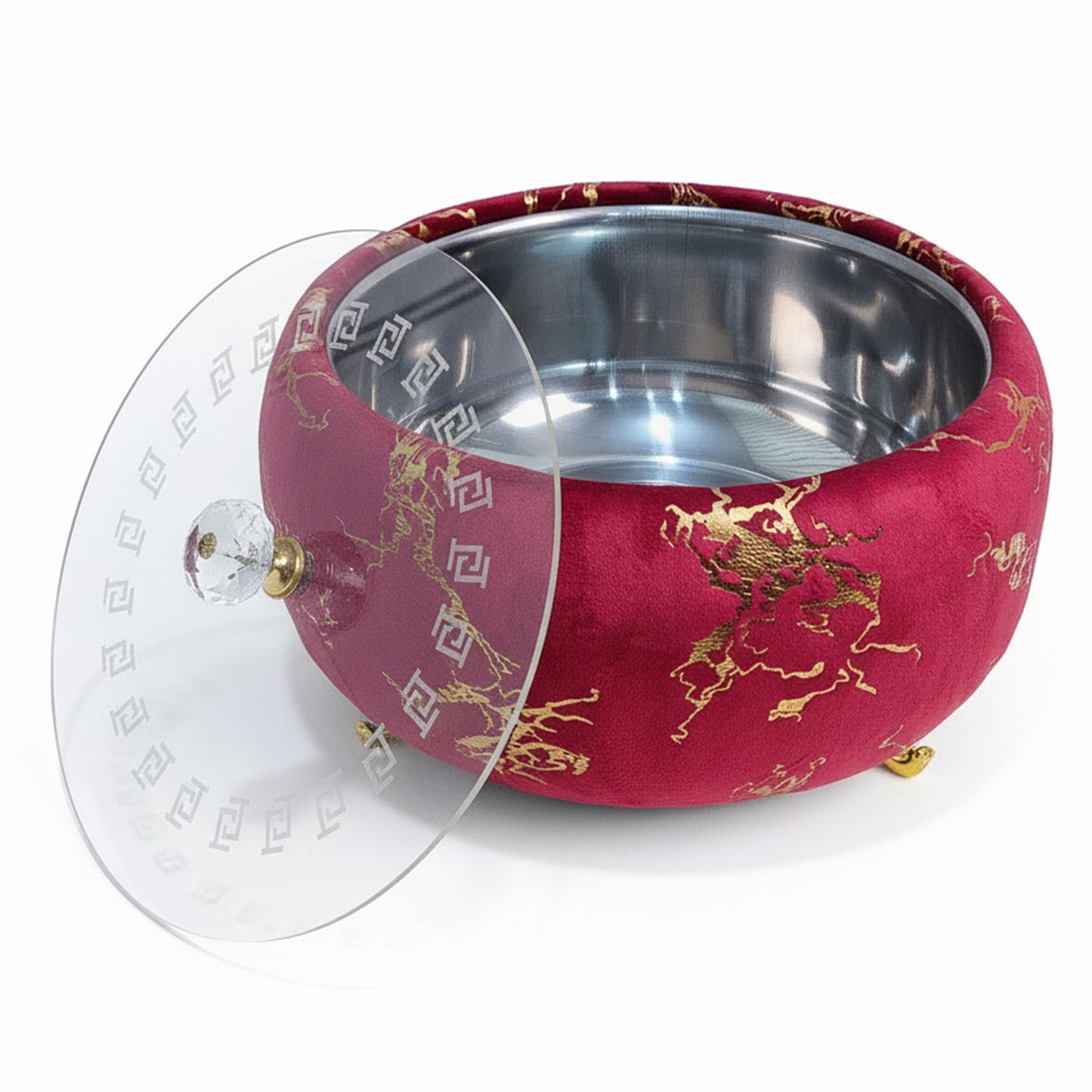 Inside Steel Bowl Turkish Velvet Hotpot with Acrylic Lid