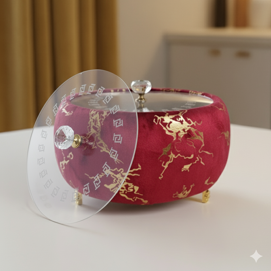 Inside Steel Bowl Turkish Velvet Hotpot with Acrylic Lid