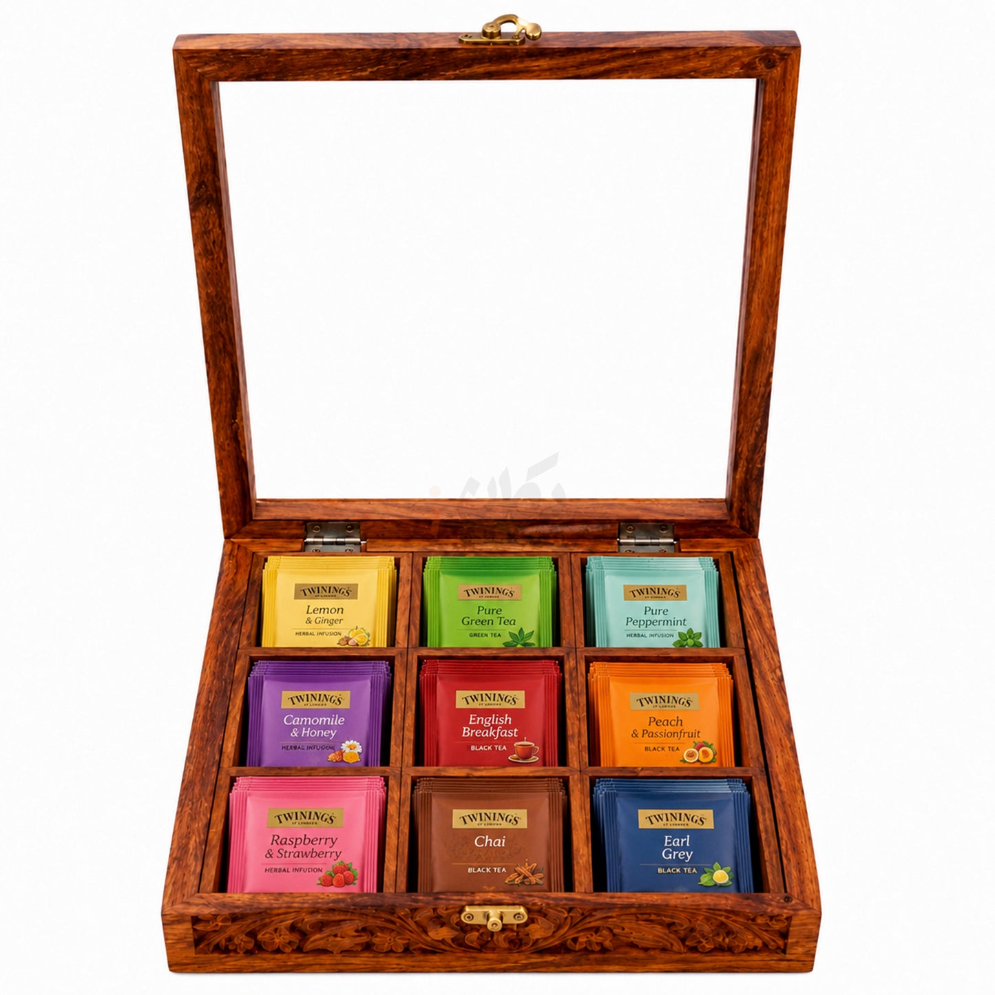 Wooden Spice Box with Transparent Glass Lid on Top Multipurpose  Moveable Containers with Spoon