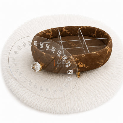 Turkish Velvet Dry Fruit Basket with Acrylic Top Lid