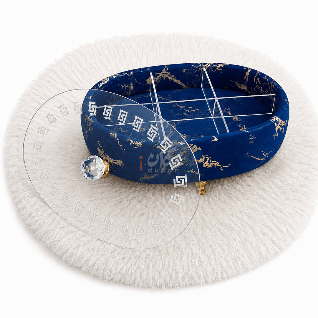 Turkish Velvet Dry Fruit Basket with Acrylic Top Lid