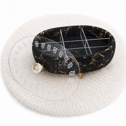 Turkish Velvet Dry Fruit Basket with Acrylic Top Lid