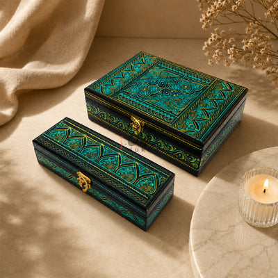 Handcrafted Wooden Jewelry Box Set – Premium Carved Storage Box with Discount Deal