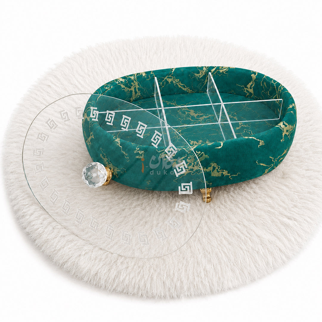 Turkish Velvet Dry Fruit Basket with Acrylic Top Lid