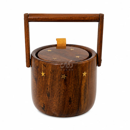 6 Pieces Solid Sheesham Wood Tea Coaster Set with Holder