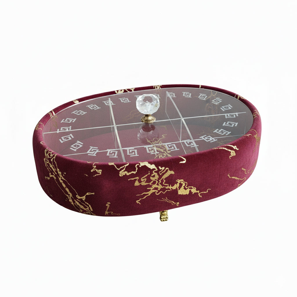 Turkish Velvet Dry Fruit Basket with Acrylic Top Lid