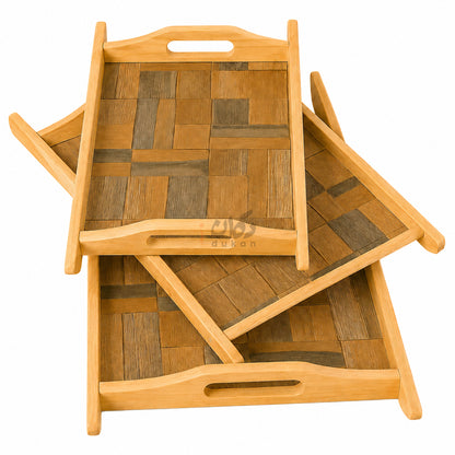 Kail Wood Set of 3 Serving Trays With Ergonomic Handles