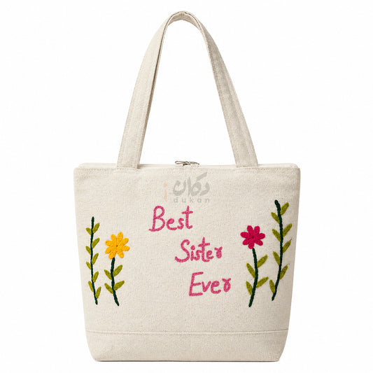 Handcrafted Embroidered Canvas Tote Bag | Handmade Eco-Friendly Women's Shoulder Bag