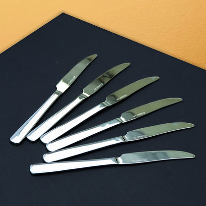Premium Dessert Knife Set for 6, 8 & 12 Person Serving - Silver Color