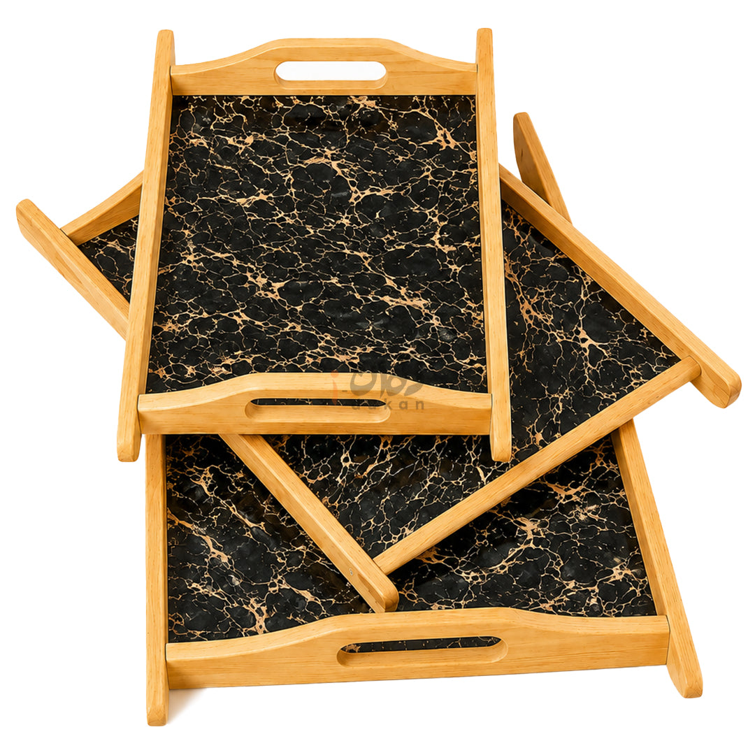 Kail Wood Set of 3 Serving Trays With Ergonomic Handles