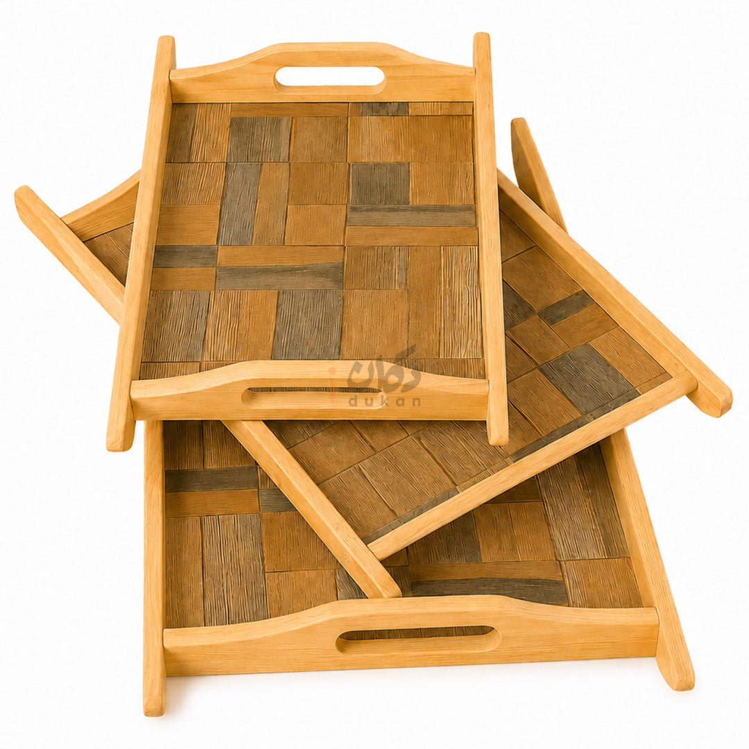 Kail Wood Set of 3 Serving Trays With Ergonomic Handles