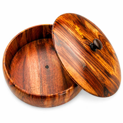 Handcrafted Brass Work Wooden Hotpot for Roti